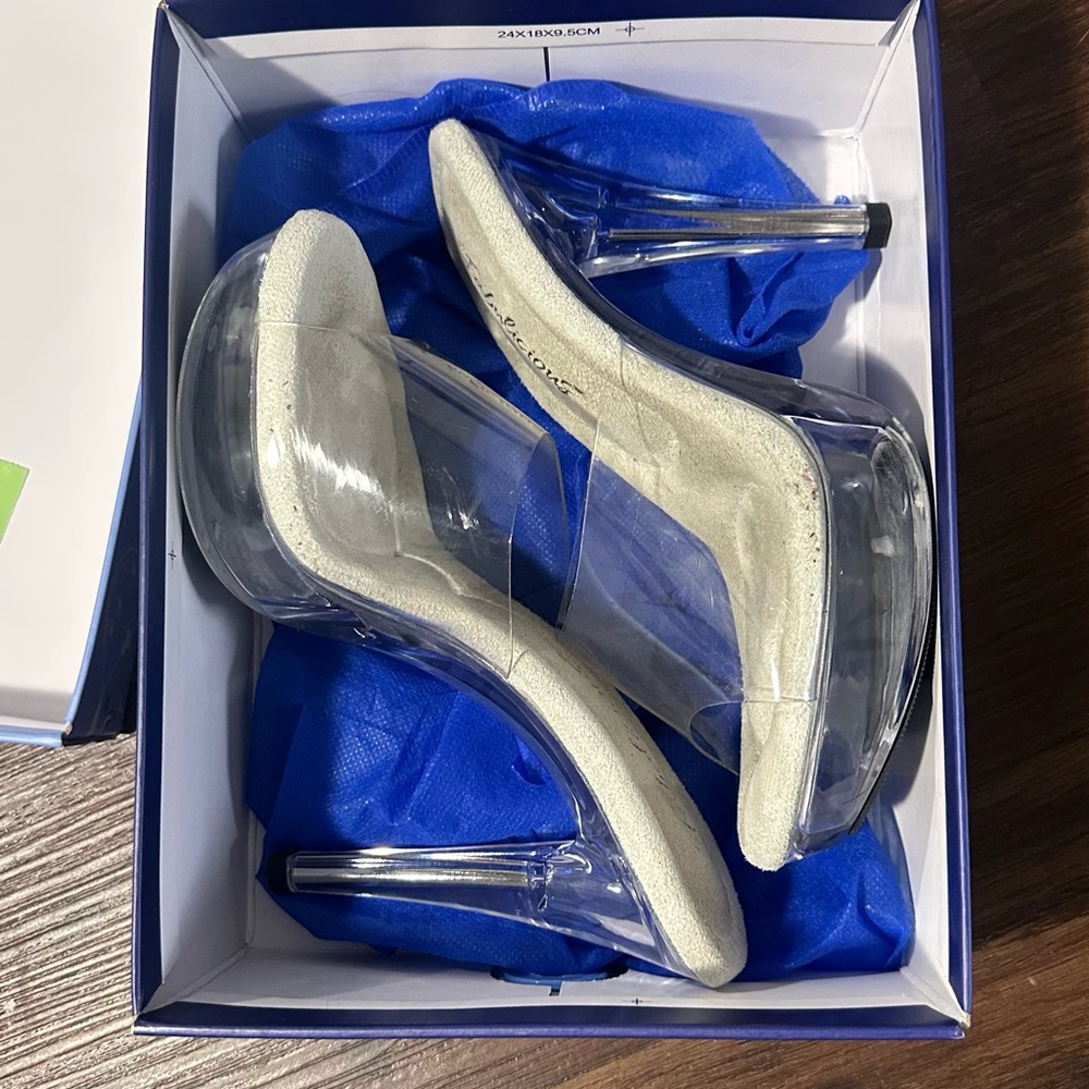 Clear 5in heels size 6 fabulicious
